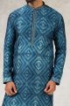 Blue Art Silk Mens Kurta Pajama (NMK-5838)