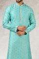 Blue Art Silk Mens Kurta Pajama (NMK-5843)