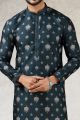 Blue Art Silk Mens Kurta Pajama (NMK-5861)