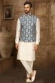 Blue Art Silk Mens Nehru Jacket (NMK-6317)