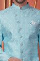 Blue Art Silk Mens Sherwani (NMK-7731)