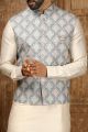 Blue Art Silk Nehru Jacket (NMK-6313)