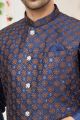 Blue Art Silk Nehru Jacket (NMK-7979)