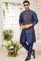 Blue Art Silk Nehru Jacket (NMK-7979)