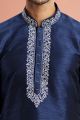 Blue Banarasi Art Silk Mens Kurta Pajama (NMK-7939)