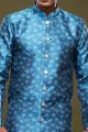 Blue Banarasi Jaquard Indo Western for Men (NMK-7003)