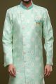 Blue Banarasi Jaquard Mens Indo Western (NMK-6993)