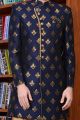 Blue Banarasi Silk Brocade Indo western for Men (NMK-3519)