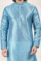 Blue Banarasi Silk Casual Mens Kurta (NMK-6727)