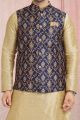 Blue Banarasi Silk Nehru Jacket (NMK-5674)