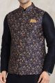 Blue Banarasi Silk Nehru Jacket (NMK-5680)