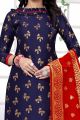 Blue Banarasi Silk Printed Salwar Suit (NWS-6361)