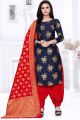 Blue Banarasi Silk Salwar Suit (NWS-6342)