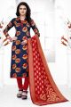 Blue Banarasi Silk Salwar Suit (NWS-6377)