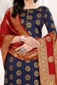 Blue Banarasi Silk Salwar Suit (NWS-6386)