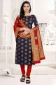 Blue Banarasi Silk Salwar Suit (NWS-6386)