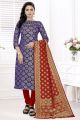 Blue Banarasi Silk Salwar Suit (NWS-6397)