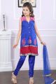 Blue Brocade Kids Salwar Suit (NFG-185)