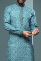 Blue Cotton Casual Kurta Pajama (NMK-6211)