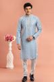 Blue Cotton Casual Kurta Pajama (NMK-7539)