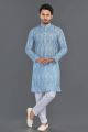 Blue Cotton Casual Kurta Pajama (NMK-8132)