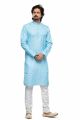 Blue Cotton Digital Printed Mens Kurta (NMK-7481)