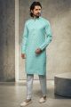 Blue Cotton Kurta Pajama for Men (NMK-6145)