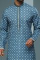 Blue Cotton Kurta Pajama for Men (NMK-6221)