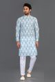 Blue Cotton Kurta Pajama for Men (NMK-8137)