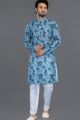 Blue Cotton Kurta Pajama (NMK-8124)