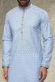 Blue Cotton Kurta Pyjama for Men (NMK-6143)