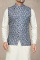 Blue Cotton Nehru Jacket for Mens (NMK-6950)