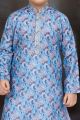 Blue Cotton Printed Boys Kurta Pajama (NKK-771)