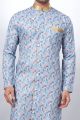 Blue Cotton Printed Mens Indo Western (NMK-6929)