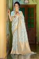 Blue Crystal Linen Saree (NWSA-5835)