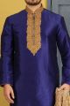 Blue Dupion Art Silk Casual Kurta Pajama (NMK-3692)