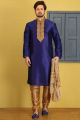 Blue Dupion Art Silk Casual Kurta Pajama (NMK-3692)