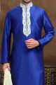 Blue Dupion Art Silk Designer Kurta Pajama (NMK-3059)