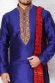 Blue Dupion Art Silk Kurta Pajama for Men (NMK-3715)