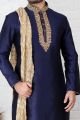 Blue Dupion Art Silk Kurtas for Men (NMK-3707)