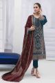 Blue Faux Georgette Embroidered Salwar Suit (NWS-6951)