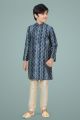 Blue Giccha Silk Boys Kurta Pajama (NKK-683)