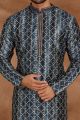 Blue Jaquard Kurta Pajama (NMK-5497)