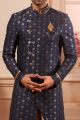 Blue Jaquard Silk Brocade Indo Western (NMK-4442)