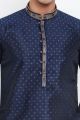 Blue Jaquard Silk Brocade Kurta for Men (NMK-7745)