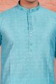 Blue Jaquard Silk Brocade Kurtas for Men (NMK-7756)