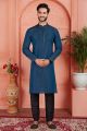 Blue Jaquard Silk Brocade Kurtas (NMK-7762)