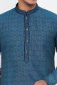 Blue Jaquard Silk Brocade Mens Kurta (NMK-7746)