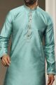 Blue Jaquard Silk Kurta Pajama for Men(NMK-5950)