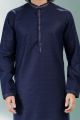 Blue Linen Cotton Casual Kurta Pajama (NMK-6742)